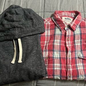 Urban Pipeline Men’s Medium Gray Hoodie & Red Flannel Bundle